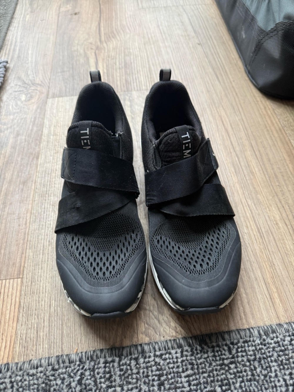 Women's Black Slip-On Strap Sneakers